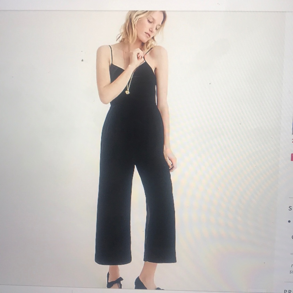 Jcrew black velvet wide leg jumpsuit